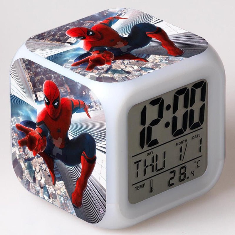 Réveil Spider-Man veilleuse pour chambre d'enfant